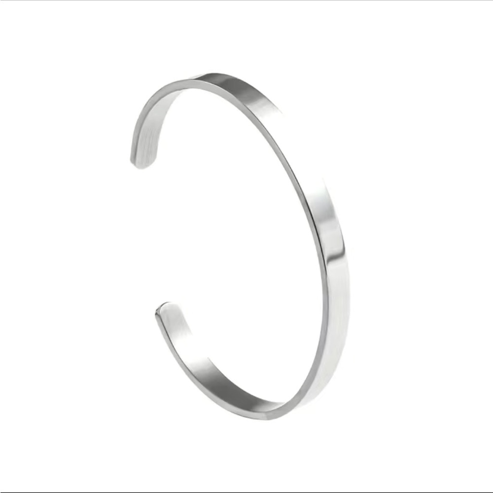 Silver Cuff Style Stackable Bangle Bracelet - image 1